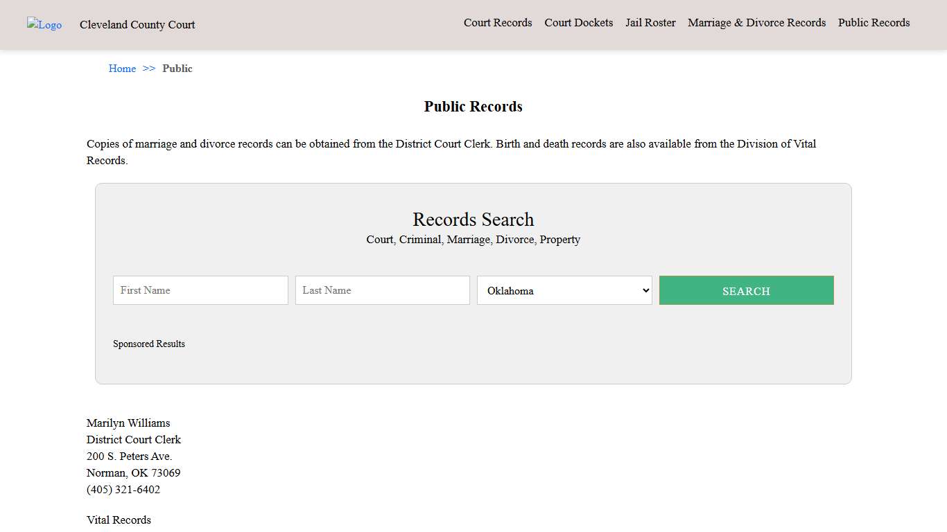 Public Records Cleveland County Court