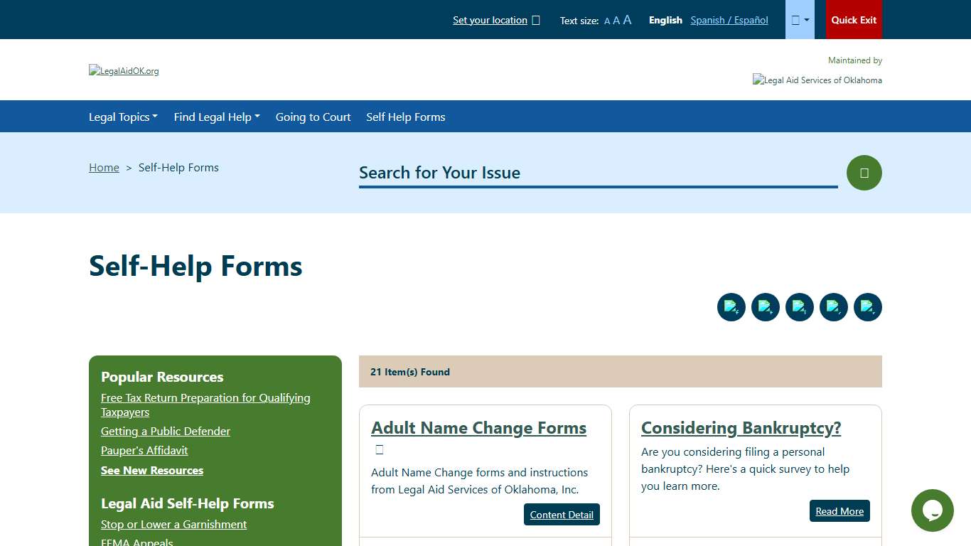 Self-Help Forms Welcome to Legal Aid Services of Oklahoma's guide to free legal help in Oklahoma.